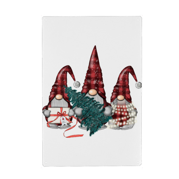 Holzbild "Christmas Gnomes | Buffalo Plaid" artboxONE - Weihnachten,Festivals,Lustig