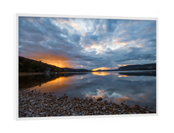 Poster mit weißem Rahmen "Sonnenuntergang am Untersee" artboxONE - Natur,Reise