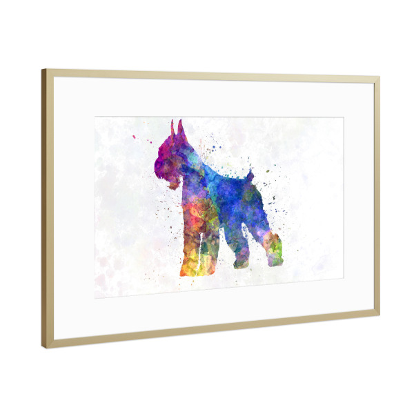 Poster mit Rahmen Gold "Giant Schnauzer dog" artboxONE - Tiere,Abstrakt - Dog,Dogs,Pet,Animal,Mammal,Watercolor,Abstract,Hund