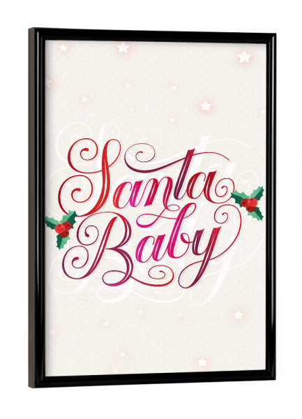 Poster mit schwarzem Rahmen "Santa Baby. Merry Christmas" artboxONE - Typografie,Liebe,Weihnachten