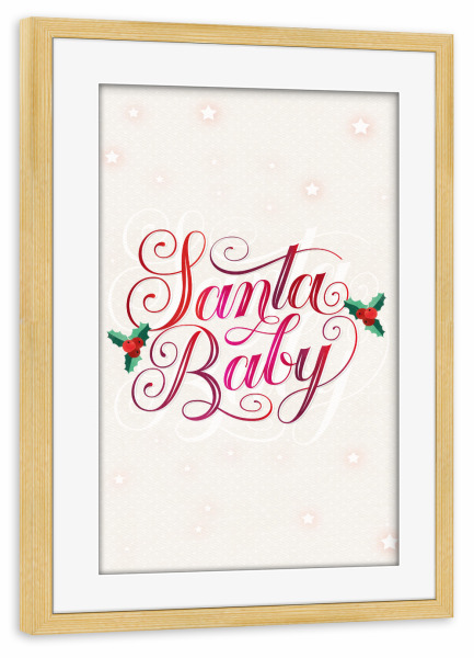 Poster mit Rahmen kiefer "Santa Baby. Merry Christmas" artboxONE - Typografie,Liebe,Weihnachten