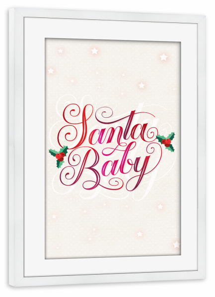 Poster mit Rahmen weiß "Santa Baby. Merry Christmas" artboxONE - Typografie,Liebe,Weihnachten