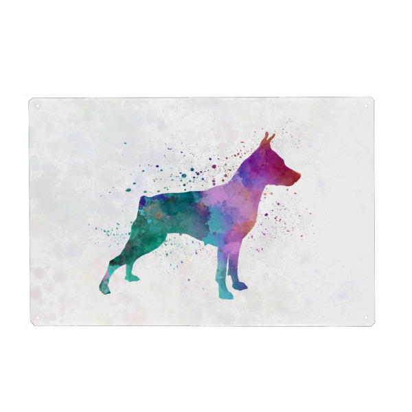 Holzbild "Miniature Pinscher dog" artboxONE - Tiere,Abstrakt - Dog,Dogs,Pet,Animal,Mammal,Watercolor,Dog poster,Illustration,Abstract