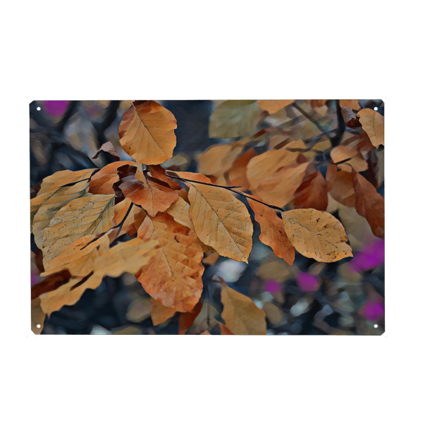 Metall Poster "Herbstlaub" artboxONE - Natur,Abstrakt - Herbst,Laub,Herbstlaub,Kubistik,Modern,Modern art,Natur,Nature,Baum,Tree,Autumn,Laubblätter