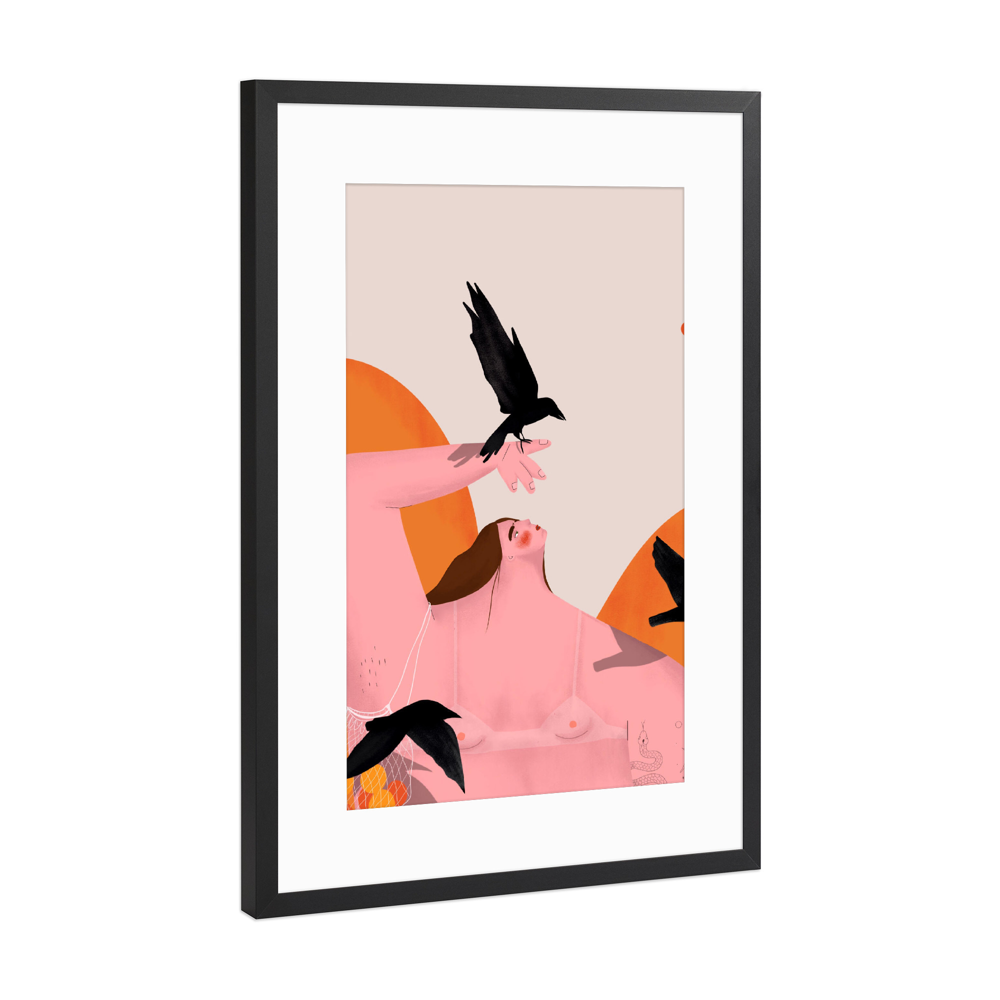 Poster mit Rahmen Schwarz (Metallic) "Oh. Ofi - Vogelfreundin" artboxONE - Natur,Tiere,Menschen - Natur,Vögel,Mensch,Frau,Tier,Birds,Nature,People