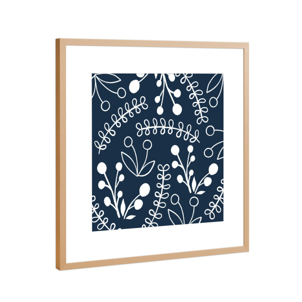 Poster mit Rahmen Kupfer "Wildblumen Muster - Blau" artboxONE - Natur,Floral,Abstrakt