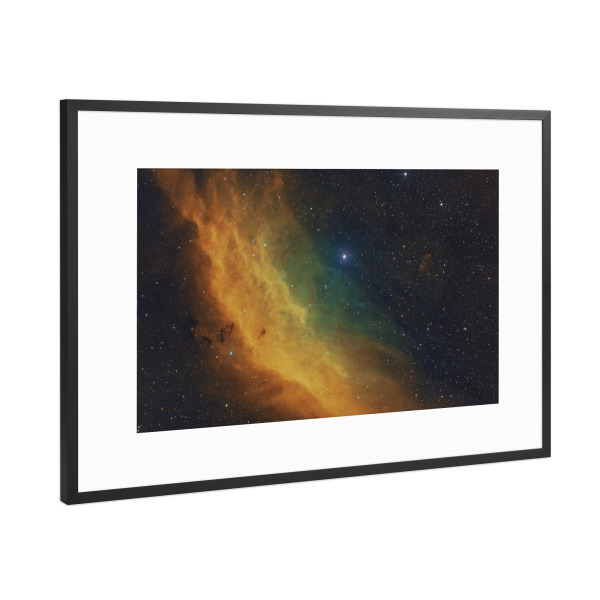 Poster mit Rahmen Schwarz (Metallic) "California-Nebel in HSO" artboxONE - Galaxy