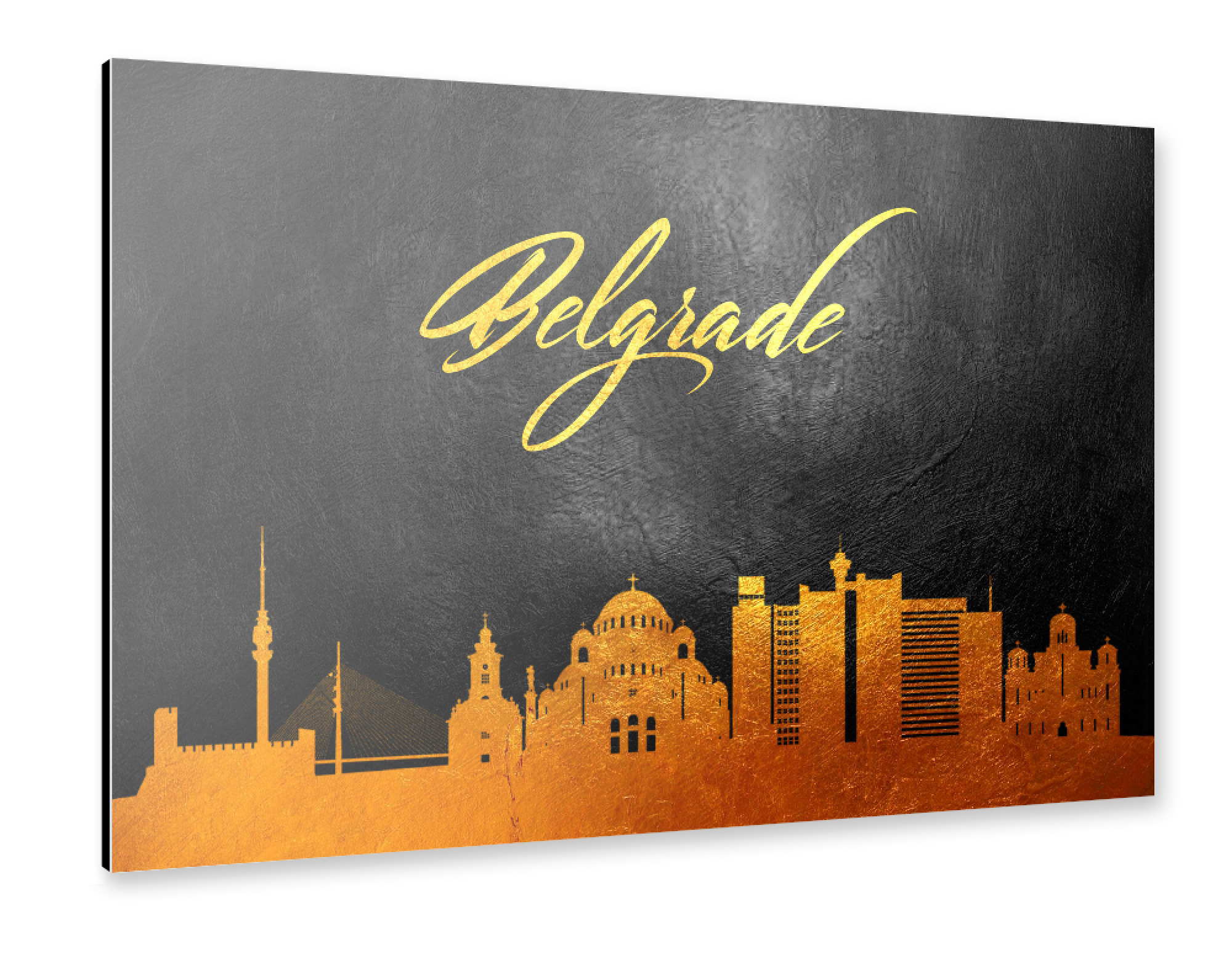 Alu-Dibond "Belgrade Serbia Gold Skyline" 75x50 cm artboxONE