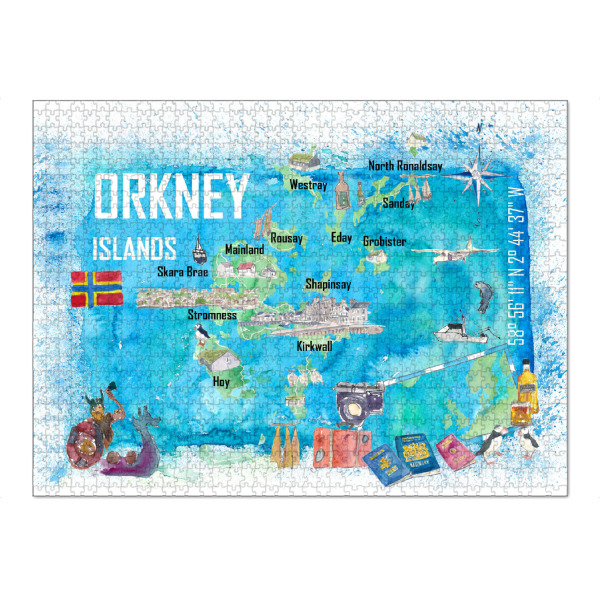 Puzzle Ravensburger "Orkney Islands Illustrated Map" artboxONE - Natur,Reise,Reise / Strand und Meer,Kartografie