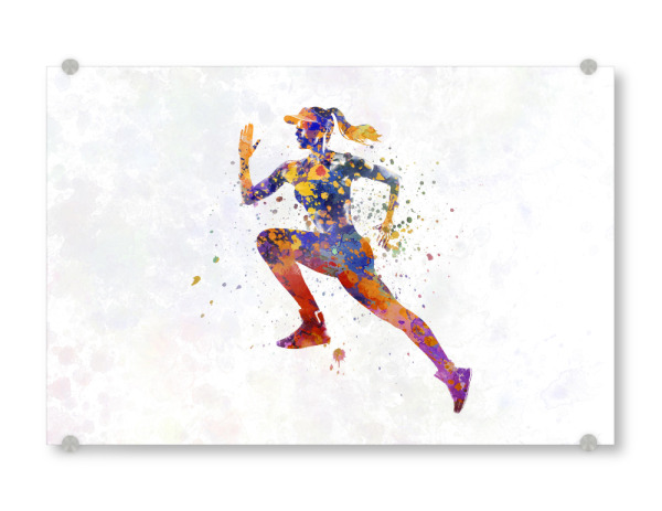 Acrylglasbild "Female runner in watercolor" artboxONE - Abstrakt,Sport