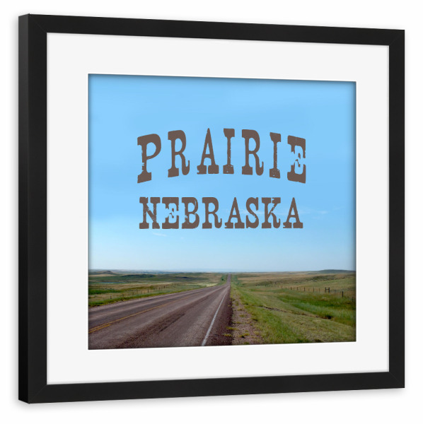 Poster mit Rahmen schwarz "Prärie, Nebraska" artboxONE - Typografie,Reise,Reise / Länder