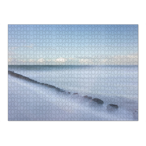 Puzzle Ravensburger "Nebelwellen" artboxONE - Reise / Strand und Meer - Wellen,Wasser,Strand,Meer,Buhnen,Sylt,Langzeitbelichtung - Bild wellen
