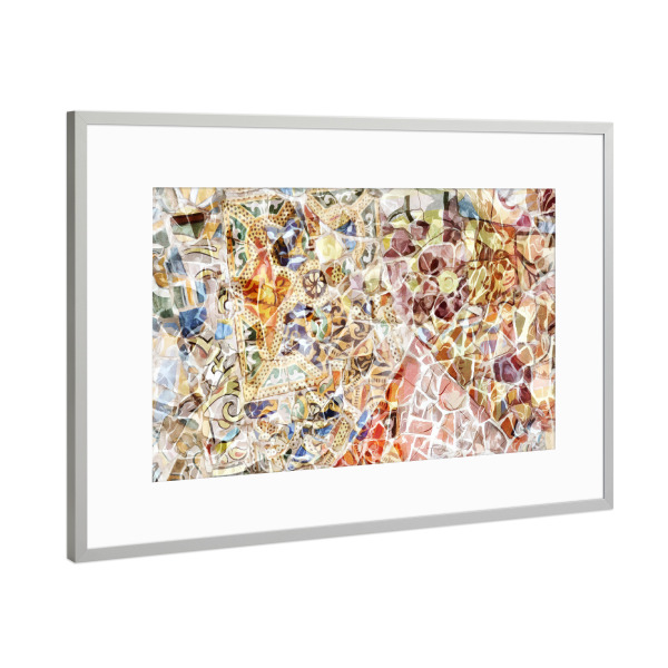 Poster mit Rahmen Silber "Red and Orange Mosaic" artboxONE - Abstrakt,Städte / Barcelona