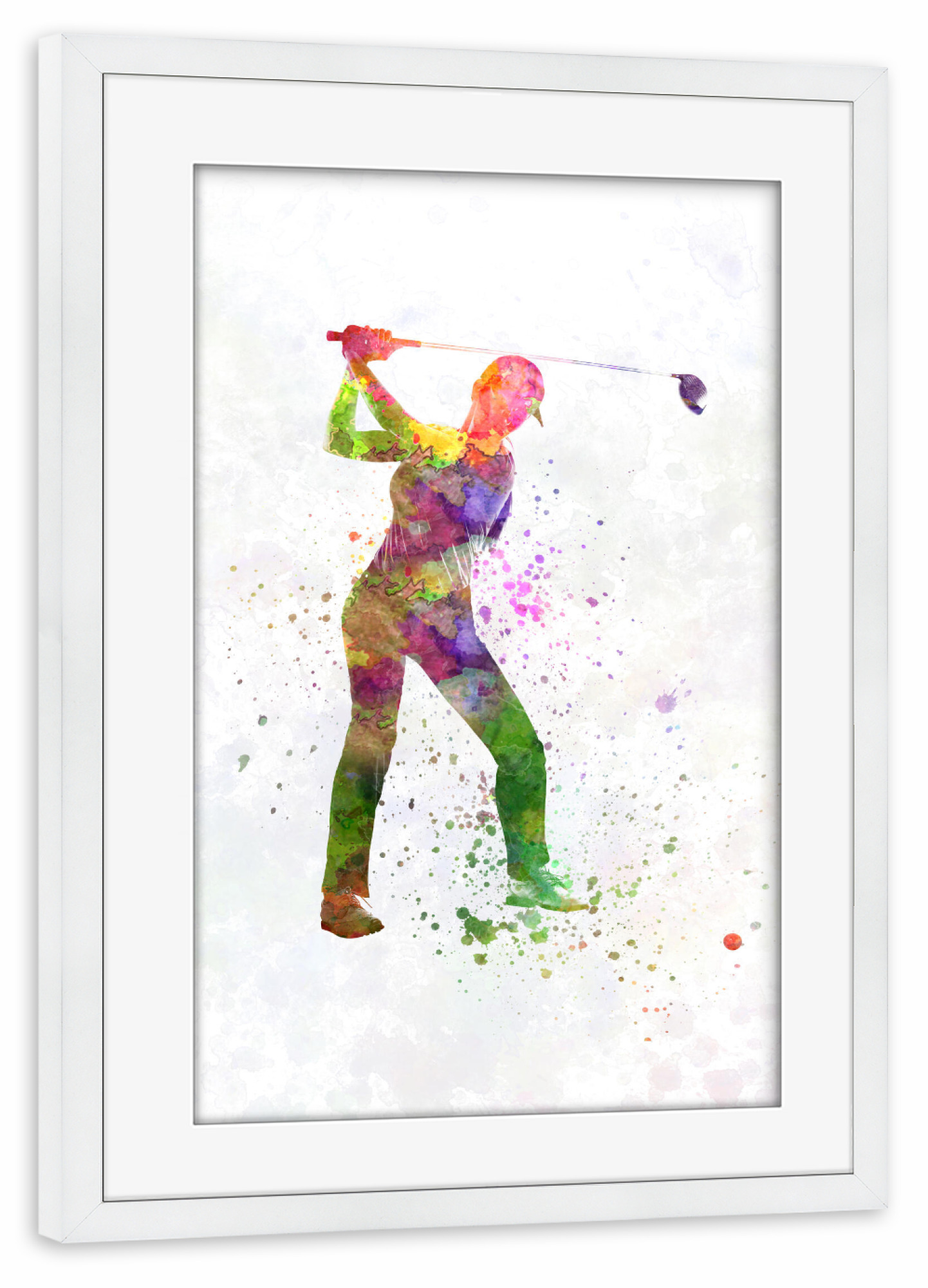 Poster mit Rahmen weiß "Female golf player-d" artboxONE - Abstrakt,Sport