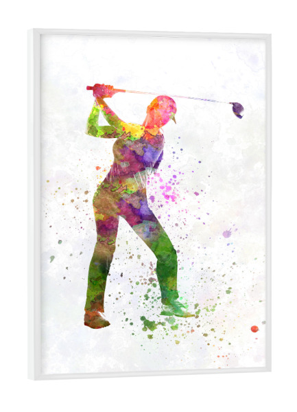 Poster mit weißem Rahmen "Female golf player-d" artboxONE - Abstrakt,Sport
