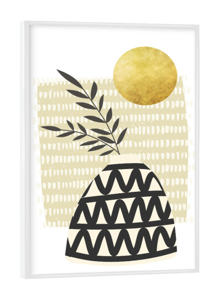 Poster mit weißem Rahmen "Pflanze unter goldener Sonne" artboxONE - Natur,Floral