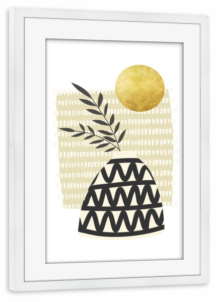 Poster mit Rahmen weiß "Pflanze unter goldener Sonne" artboxONE - Natur,Floral