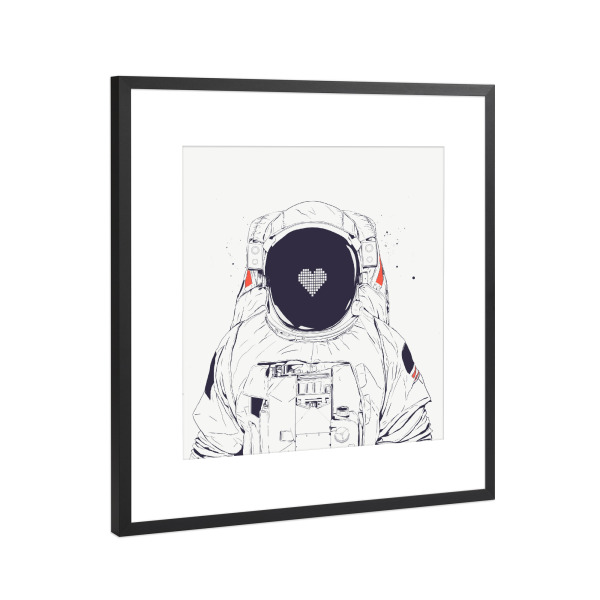 Poster mit Rahmen Schwarz (Metallic) "Astronaut love" artboxONE - Menschen,Liebe,Lustig