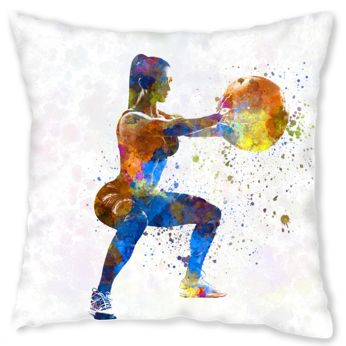 Design-Kissen "Practicing fitness in watercolor-g" artboxONE - Abstrakt,Sport