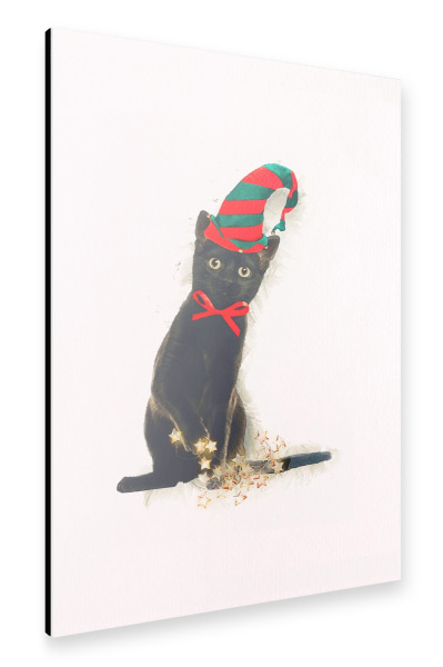 Alu-Dibond "Little Santa's Helper Cat" 30x20 cm artboxONE