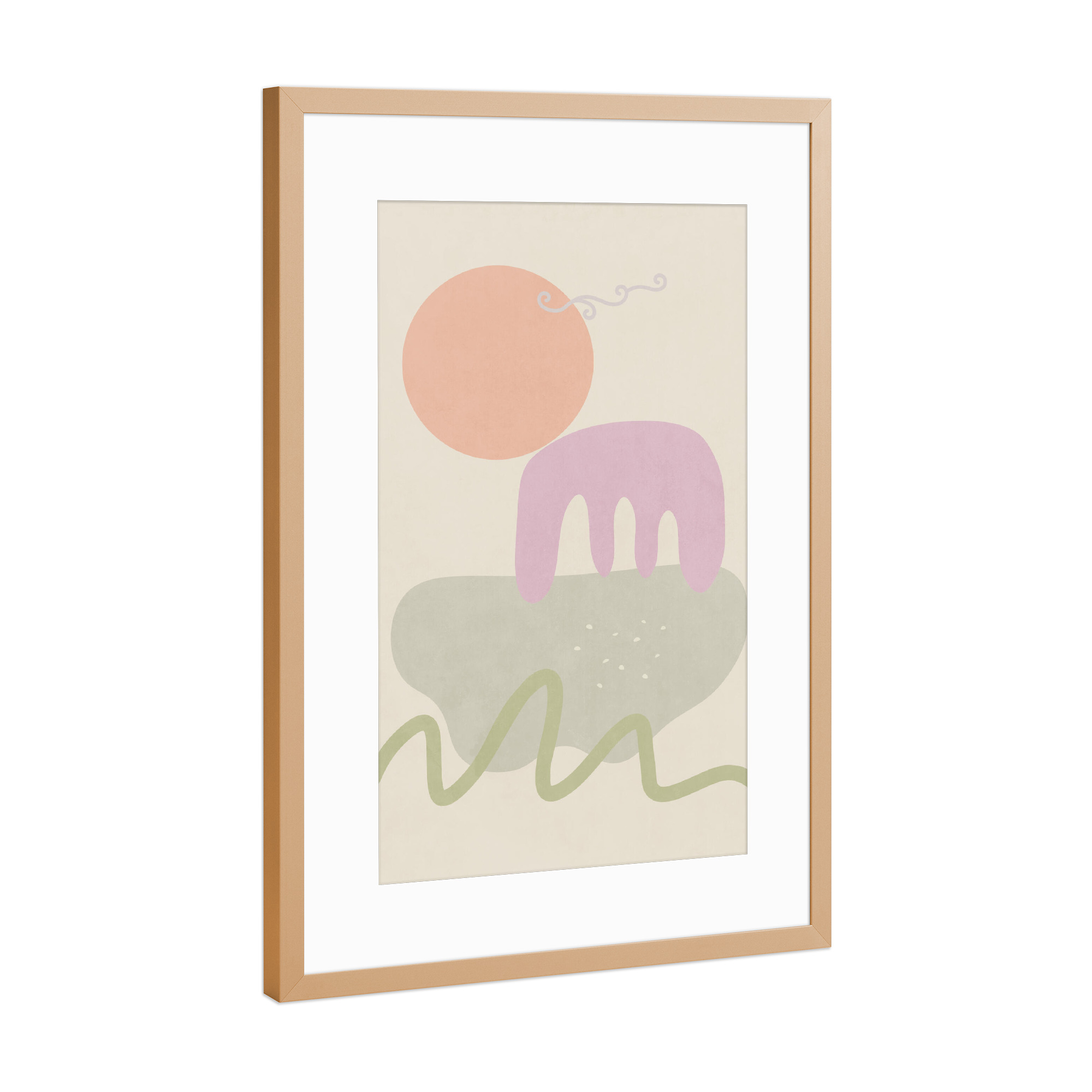 Poster mit Rahmen Kupfer "Seascape Shapes" artboxONE - Abstrakt,Geometrie - Morandi,Nature,Simple,Abstract,Shape,Sea,Lake,Ocean,Landscape,Outdoor
