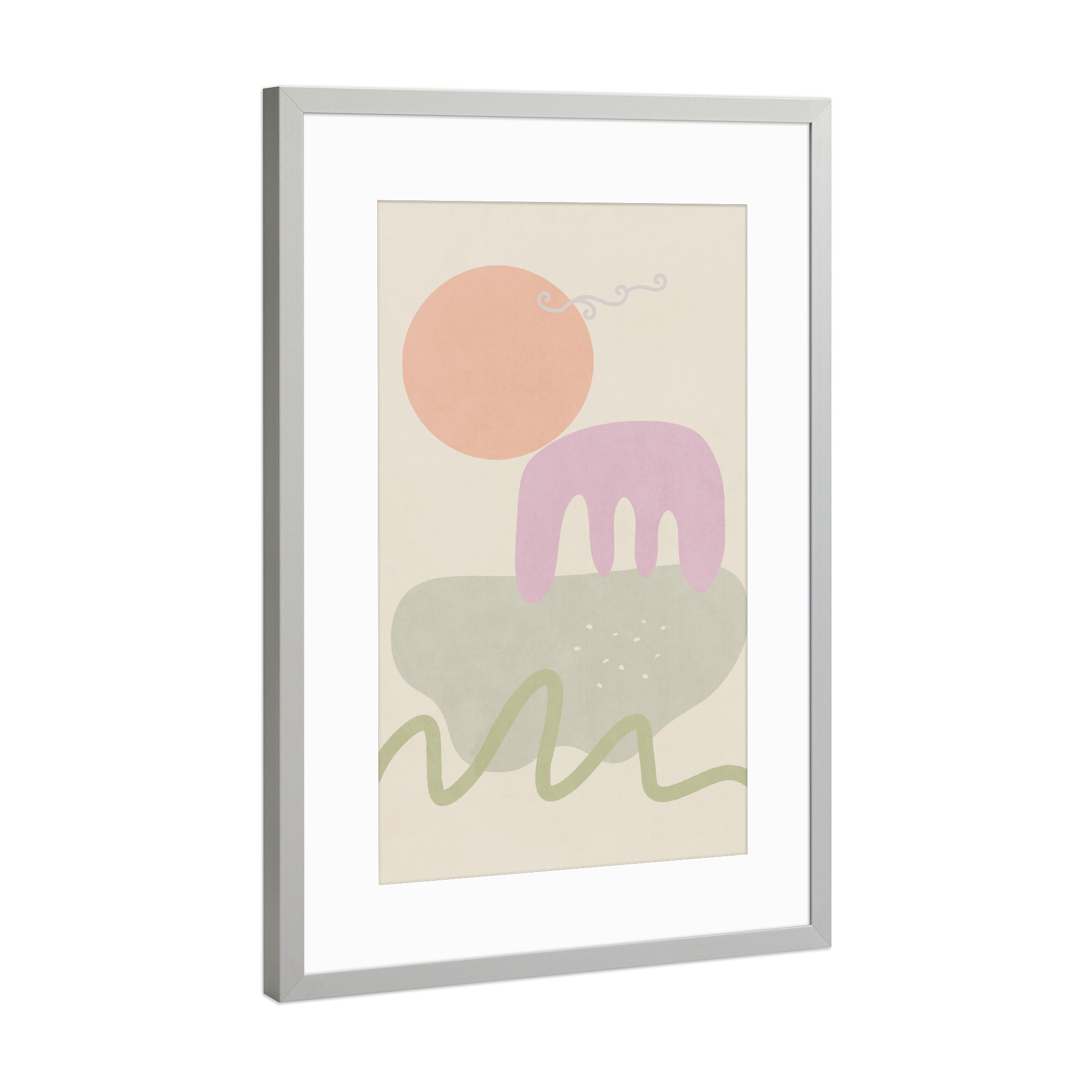 Poster mit Rahmen Silber "Seascape Shapes" artboxONE - Abstrakt,Geometrie - Morandi,Nature,Simple,Abstract,Shape,Sea,Lake,Ocean,Landscape,Outdoor