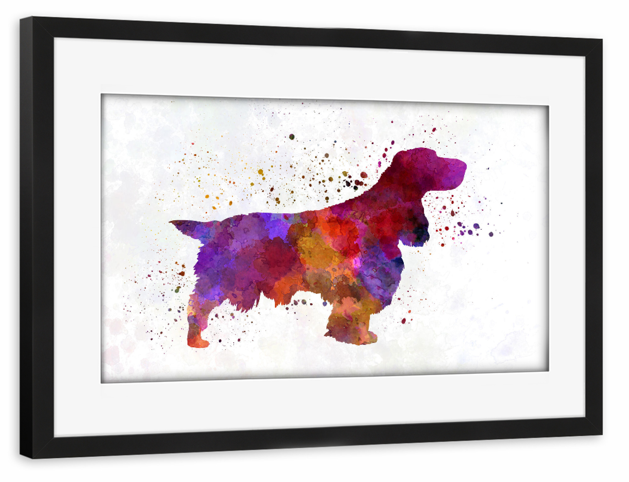 Poster mit Rahmen schwarz "Field Spaniel in watercolor" artboxONE - Tiere,Abstrakt
