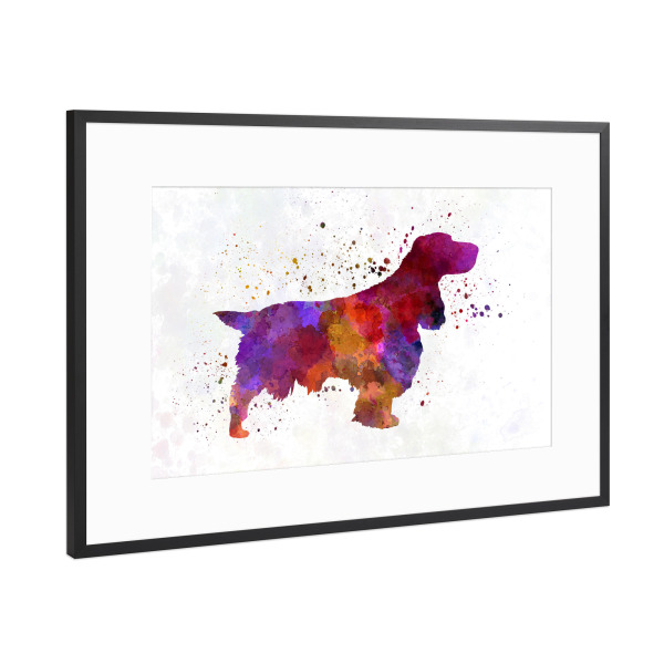 Poster mit Rahmen Schwarz (Metallic) "Field Spaniel in watercolor" artboxONE - Tiere,Abstrakt