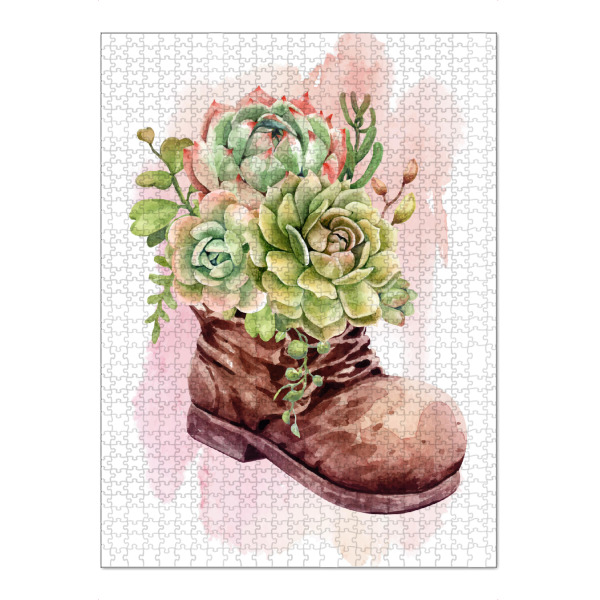 Puzzle Ravensburger "Kaktus Sukkulente im Schuh" artboxONE - Natur,Floral - Pflanze,Kaktus,Sukkulente,Schuh,Topf,Flora,Deko,Cactus,Show,Plant