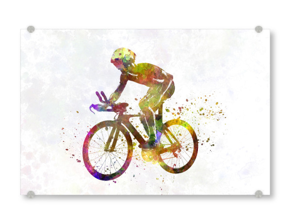 Acrylglasbild "Cyclist road bike in watercolor" artboxONE - Sport - Sport,Sports,Athlete,Olympic,Color,Watercolor,Cyclist,Run,Bike,Bicycle