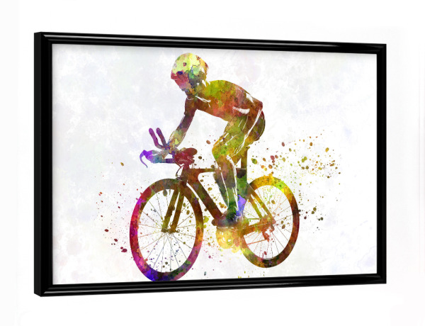 Poster mit schwarzem Rahmen "Cyclist road bike in watercolor" artboxONE - Sport