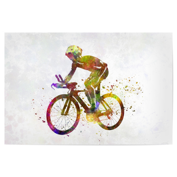 Poster 30x20 cm "Cyclist road bike in watercolor" artboxONE - Sport - Sport,Sports,Athlete,Olympic,Color,Watercolor,Cyclist,Run,Bike,Bicycle