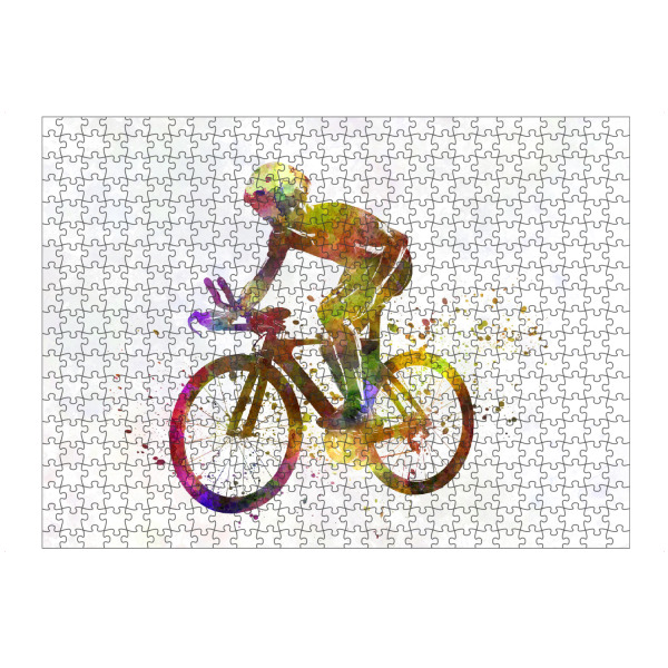 Puzzle Ravensburger "Cyclist road bike in watercolor" artboxONE - Sport - Sport,Sports,Athlete,Olympic,Color,Watercolor,Cyclist,Run,Bike,Bicycle