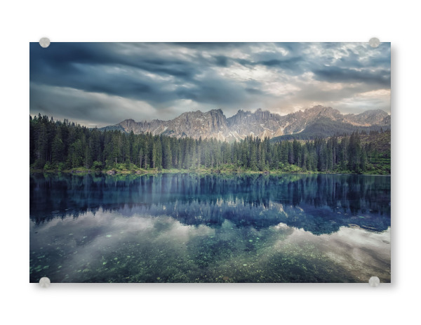 Acrylglasbild "Carezza Lake in the evening" artboxONE - Natur,Reise,Reise / Länder,Für Mama