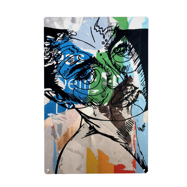 Holzbild "Proudly" artboxONE - Comic,Schwarzweiß,Streetart - Abstract,Abstrakt,Bunt,Colorful,Woman,Female,Frau,Girl,Face,Gesicht