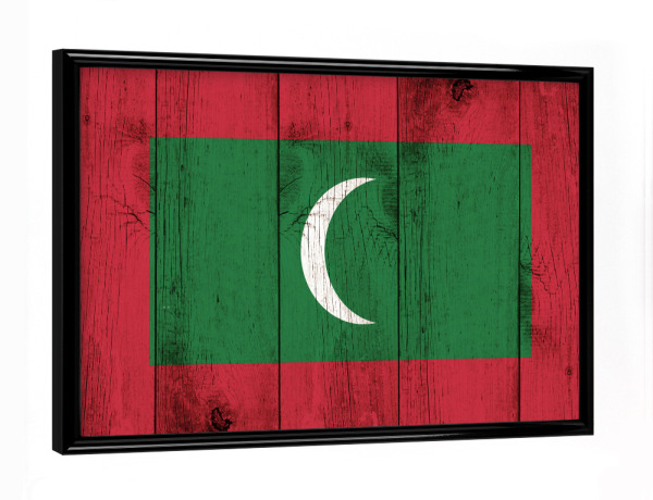 Poster mit schwarzem Rahmen "Malediven Flagge" artboxONE - Reise,Reise / Strand und Meer,Reise / Afrika,Reise / Länder