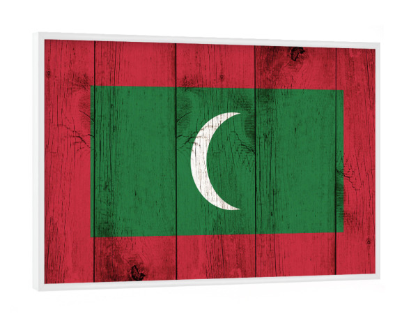 Poster mit weißem Rahmen "Malediven Flagge" artboxONE - Reise,Reise / Strand und Meer,Reise / Afrika,Reise / Länder