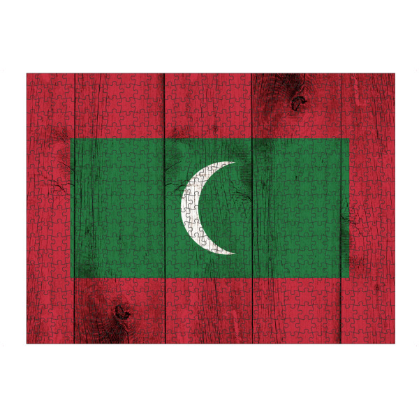 Puzzle Ravensburger "Malediven Flagge" artboxONE - Reise,Reise / Strand und Meer,Reise / Afrika,Reise / Länder - Malediven,Flagge,Fahne,Grunge,Vintage