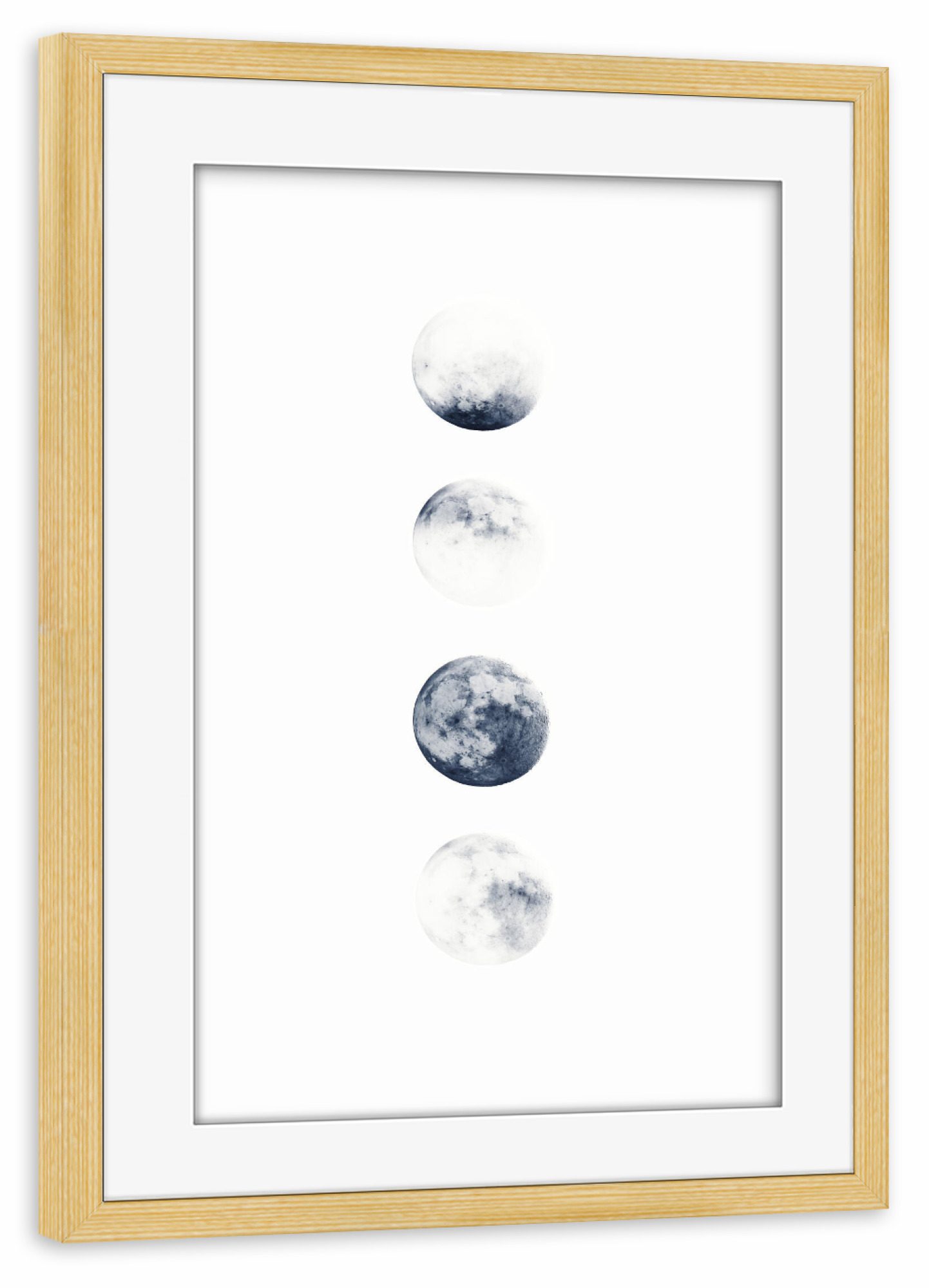 Poster mit Rahmen kiefer "Helles Mondquartett" artboxONE - Natur,Abstrakt,Schwarzweiß,Geometrie,Galaxy