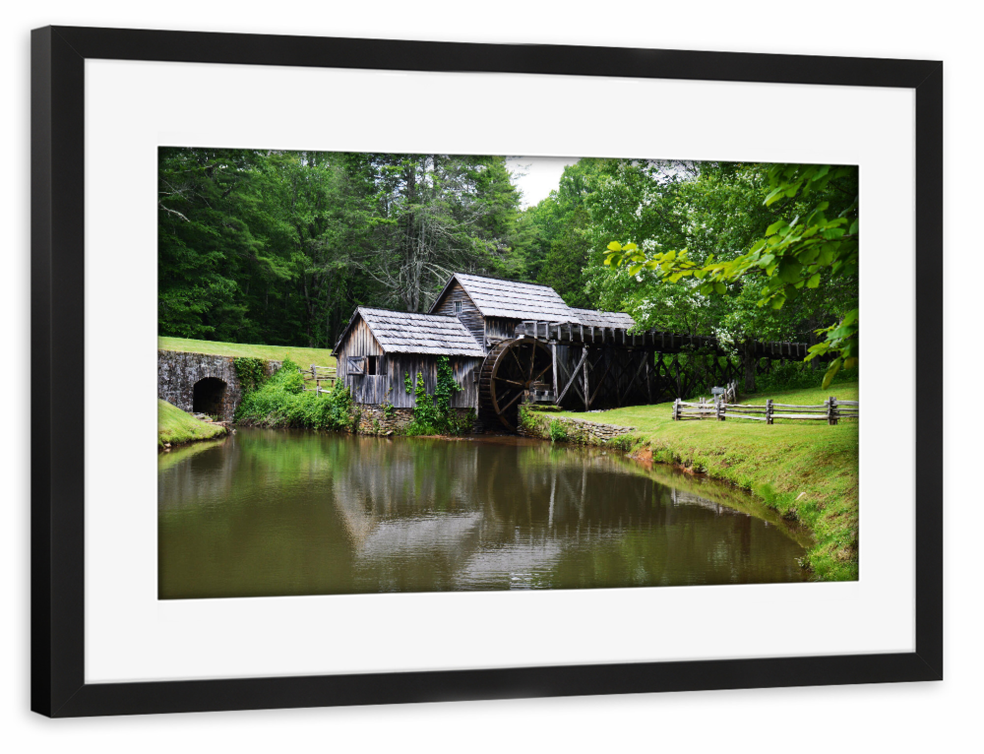 Poster mit Rahmen schwarz "Historische Mühle, Blue Ridge" artboxONE - Reise,Reise / Länder