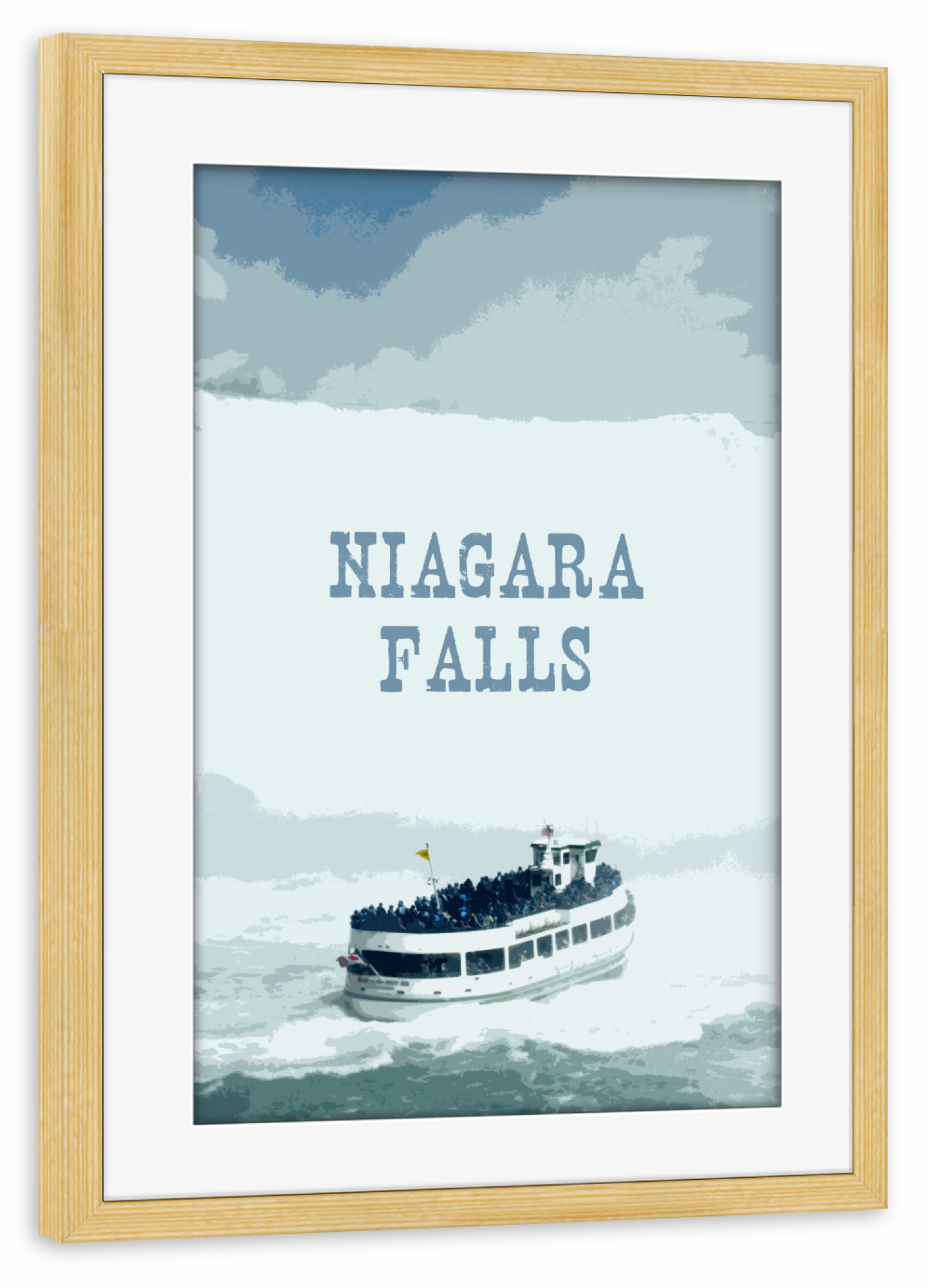Poster mit Rahmen kiefer "Niagara Falls Typo" artboxONE - Reise,Reise / Länder