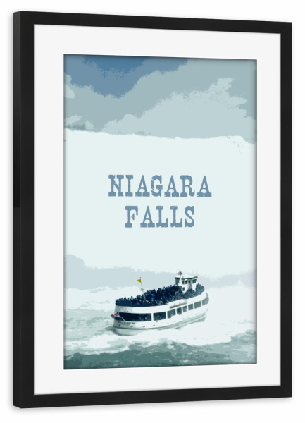 Poster mit Rahmen schwarz "Niagara Falls Typo" artboxONE - Reise,Reise / Länder