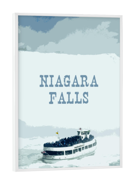 Poster mit weißem Rahmen "Niagara Falls Typo" artboxONE - Reise,Reise / Länder