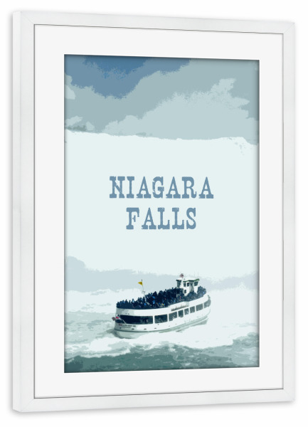 Poster mit Rahmen weiß "Niagara Falls Typo" artboxONE - Reise,Reise / Länder