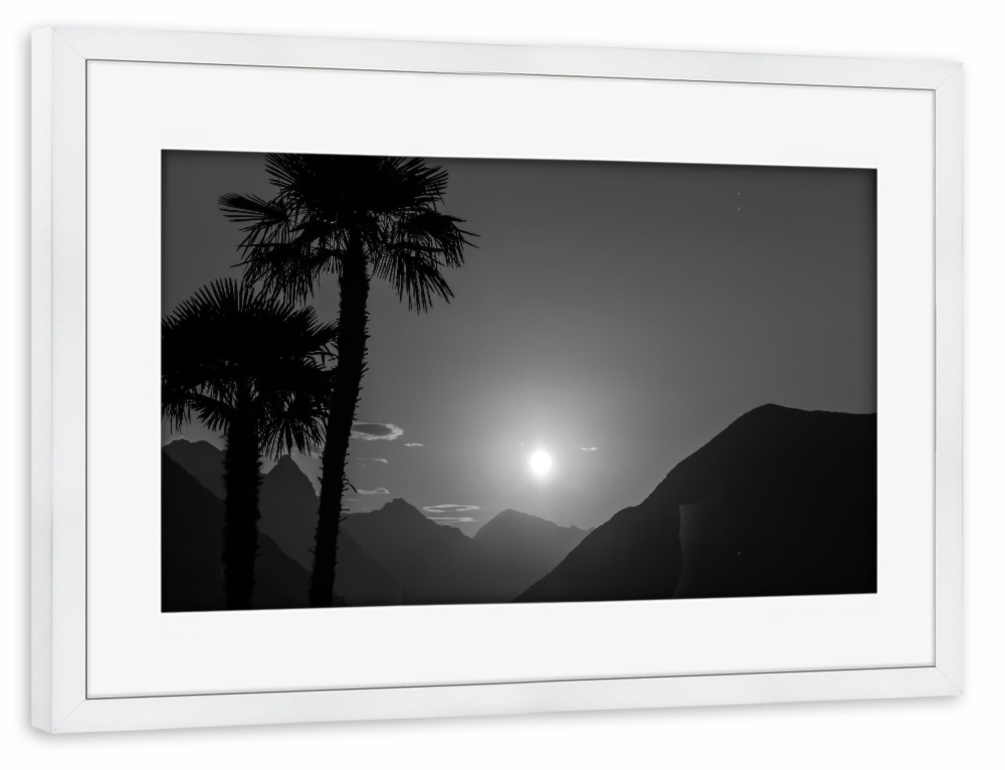 Poster mit Rahmen weiß "Sonnenaufgang am Lago di Lugano" artboxONE - Natur,Reise,Schwarzweiß