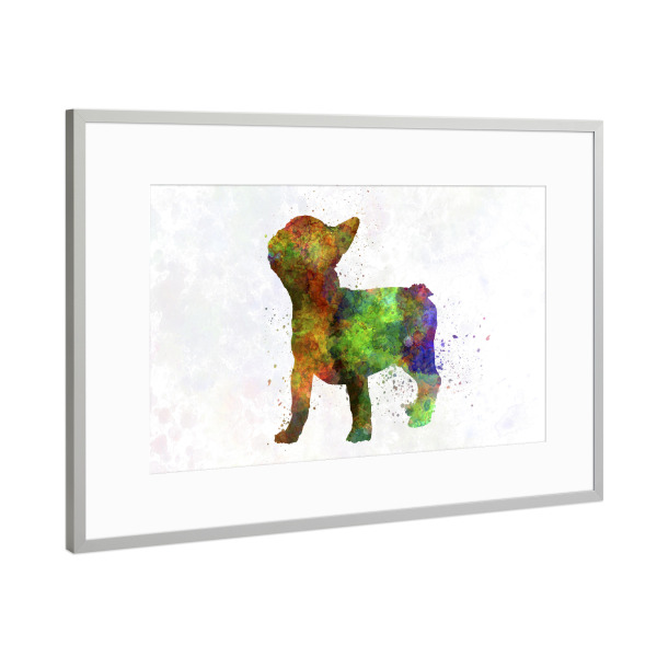 Poster mit Rahmen Silber "French Bulldog in watercolor" artboxONE - Tiere,Abstrakt