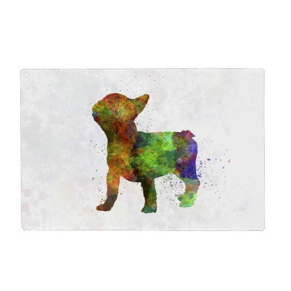 Metall Poster "French Bulldog in watercolor" artboxONE - Tiere,Abstrakt - Dog,Dogs,Pet,Animal,Mammal,Watercolor,Dog poster,Illustration,Abstract