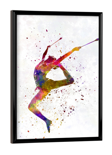 Poster mit schwarzem Rahmen "Rhythmic gymnastics watercolor-k" artboxONE - Abstrakt,Sport
