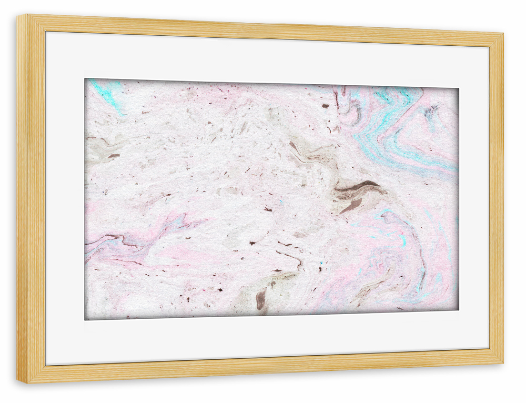 Poster mit Rahmen kiefer "Marmor in Türkis und Rosa" artboxONE - Abstrakt