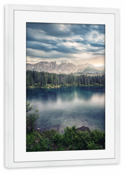 Poster mit Rahmen weiß "Carezza Sunset" artboxONE - Natur,Reise,Reise / Länder,Für Mama